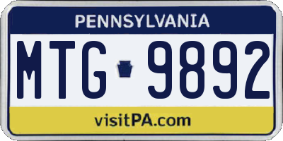 PA license plate MTG9892