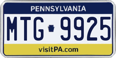 PA license plate MTG9925