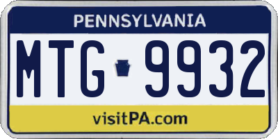 PA license plate MTG9932