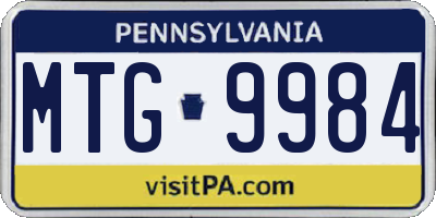 PA license plate MTG9984