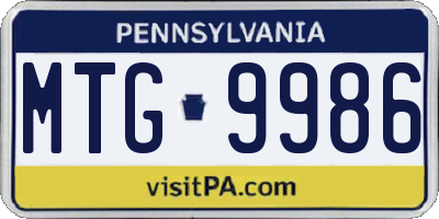 PA license plate MTG9986