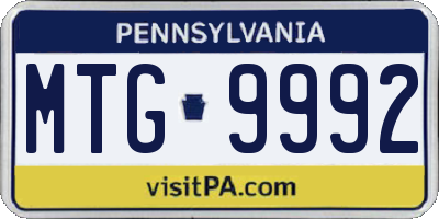 PA license plate MTG9992