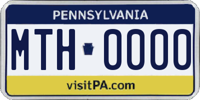 PA license plate MTH0000