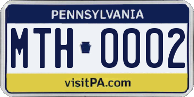 PA license plate MTH0002