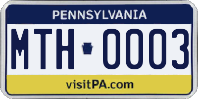 PA license plate MTH0003