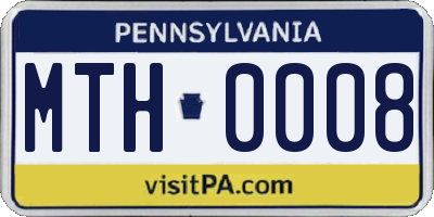 PA license plate MTH0008
