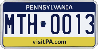 PA license plate MTH0013