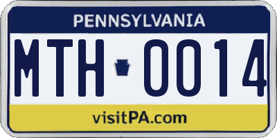 PA license plate MTH0014