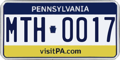 PA license plate MTH0017