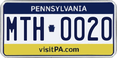 PA license plate MTH0020