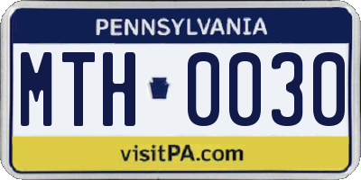 PA license plate MTH0030