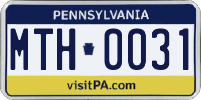 PA license plate MTH0031