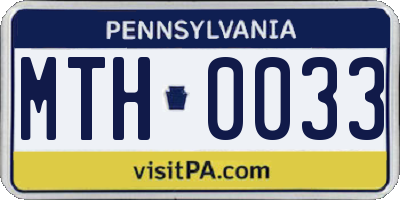 PA license plate MTH0033