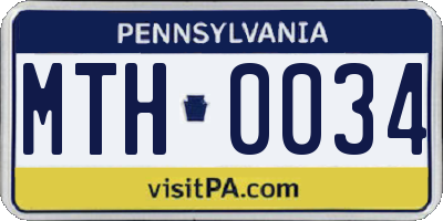 PA license plate MTH0034