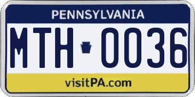 PA license plate MTH0036