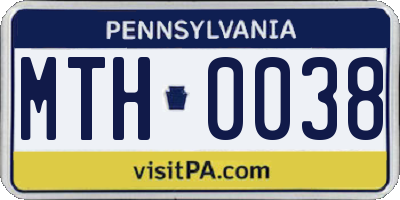 PA license plate MTH0038