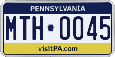 PA license plate MTH0045