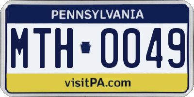 PA license plate MTH0049