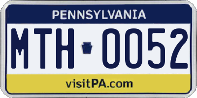 PA license plate MTH0052
