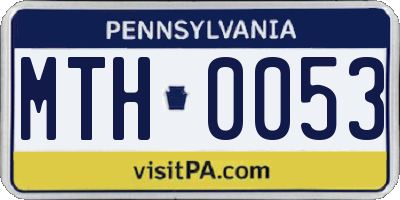 PA license plate MTH0053