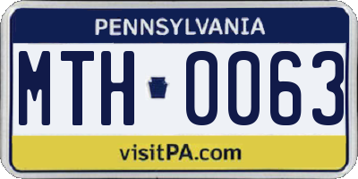 PA license plate MTH0063