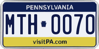 PA license plate MTH0070