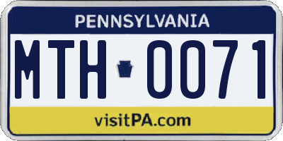 PA license plate MTH0071