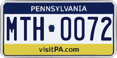 PA license plate MTH0072