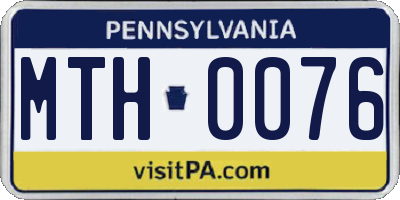 PA license plate MTH0076