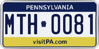 PA license plate MTH0081