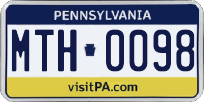 PA license plate MTH0098
