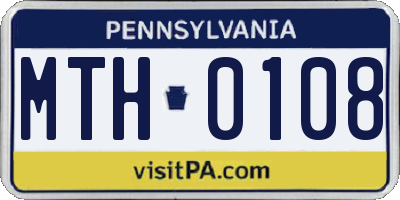 PA license plate MTH0108