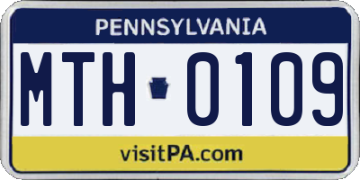 PA license plate MTH0109