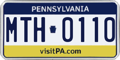 PA license plate MTH0110