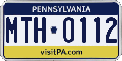 PA license plate MTH0112