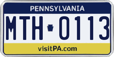 PA license plate MTH0113