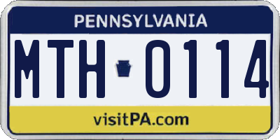 PA license plate MTH0114