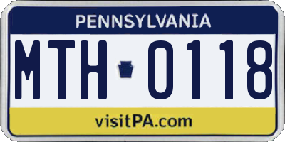 PA license plate MTH0118