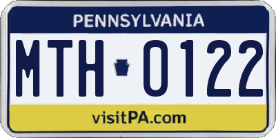 PA license plate MTH0122