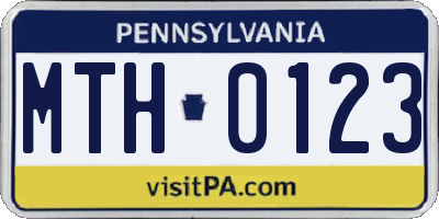 PA license plate MTH0123