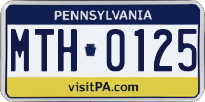 PA license plate MTH0125