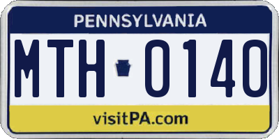 PA license plate MTH0140
