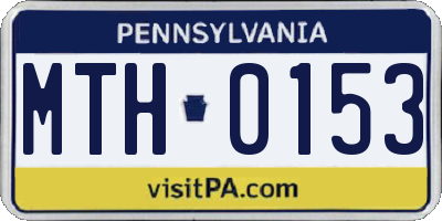 PA license plate MTH0153