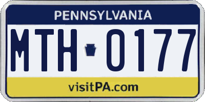 PA license plate MTH0177