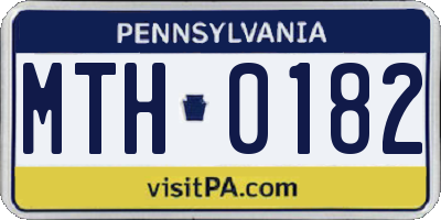 PA license plate MTH0182