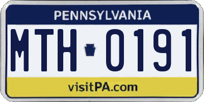 PA license plate MTH0191