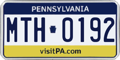 PA license plate MTH0192