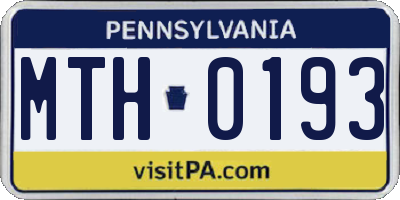 PA license plate MTH0193