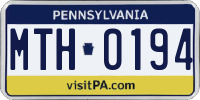 PA license plate MTH0194