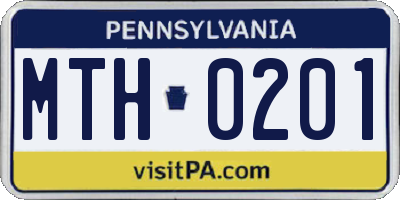 PA license plate MTH0201
